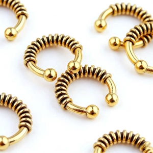 Retro golden spiral dreadlock beads and hair rings for bohemian DIY hair styling decor
