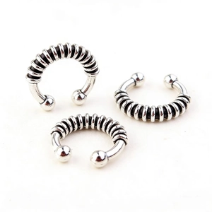 Three-piece set of silver vintage spiral textured dreadlock rings for hair decoration