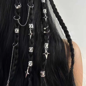 Hollow Star Moon Braid Hair Rings Alloy Metal Jewelry Accessories For DIY Dreadlocks Styling For Women And Men Fashion Decor