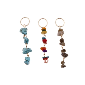 Accessoires cheveux pour dreadlocks avec pendentifs en pierres naturelles et anneaux