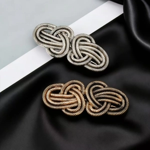 Vintage Alloy Knot Design Spring Hair Clip Elegant Retro French Woven Texture Hairpins Back Head Hair Accessory For Women