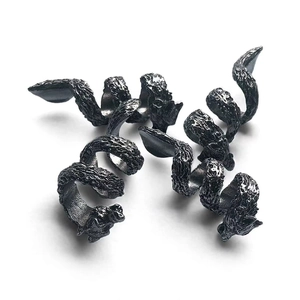 Gothic wolf totem spiral charms in black matte alloy for DIY necklace and jewelry making