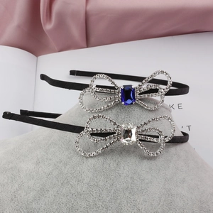 Elegant Bow Rhinestone Headband With Large Rectangular Crystal Stone Fashionable Sweet Hairband For Women Party Wedding Hair Accessories