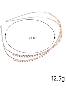 Vue détaillée du serre-tête double en strass avec 38cm de circonférence et 12,5g