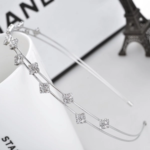 Serre-Tête Élégant À Double Rangée De Strass Pour Femmes Bandeau En Alliage Minimaliste Accessoires Cheveux Mode Mariage Fête