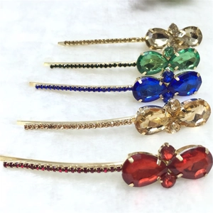 5er-Set Wassertropfen-Strass-Haarspangen mit Kristallschleifen-Design in Gold-Finish