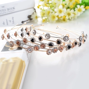 Eleganti cerchietti con girasoli di cristallo e pietre zirconi in oro e argento