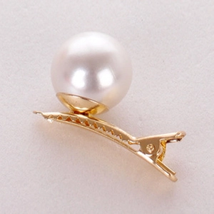 Elegante Grote Ronde Kunstparel Haarclip Vergulde Zinklegering Alligatorclip Schuifspeldje Voor Dames Meisjes Styling Sieraden Accessoires Dagelijks Feest
