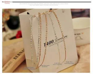 Detailed view of single and double row rhinestone headbands on a gift bag edge
