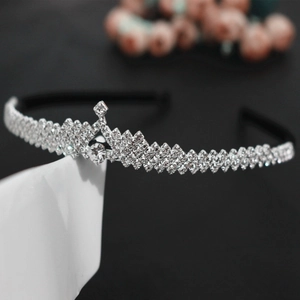 Serre-tête Couronne en Strass Alliage de Zinc Incrusté avec Dents Enveloppement de Velours Accessoires Cheveux Mariage pour Femmes