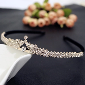 Serre-tête couronne de mariée doré élégant avec strass blancs étincelants pour coiffure de mariage