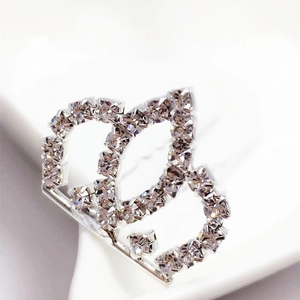 Elegant silver tiara hair pin with sparkling full diamond rhinestones for weddings