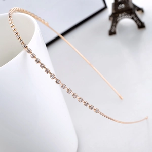 Elegant gold metal headband with sparkling clear rhinestones for weddings and parties