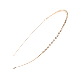 Minimalist golden headband with single row of sparkling crystal rhinestones for women