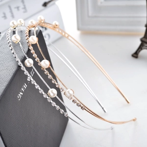 Elegantes Doppellagiges Legierung Haarband Mit Künstliche Perlenimitaten Und Strasssteinen Für Damen Hochzeit Party Haarschmuck