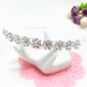 Sparkling silver sunflower headband with cubic zirconia crystals on double wire band