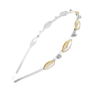 Elegante zilveren metalen haarband met parels en fonkelende kristallen voor dames