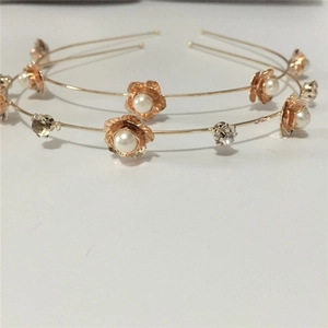 Serre-tête Fin en Alliage Style Coréen Élégant Avec Imitation Künstliche Perle Et Décoration Florale en Strass Accessoires Cheveux Femme