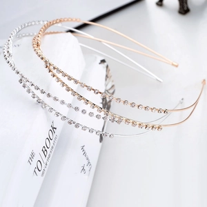 Serre-tête Élégant en Alliage de Strass Double Couche Croisé pour Femmes Doux Bandeau de Cheveux en Cristal Coréen Accessoires de Mariage