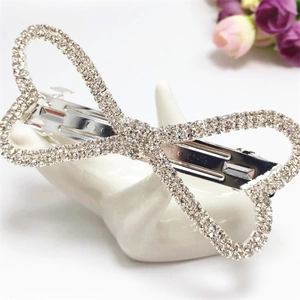 Barrette Nœud Élégante Strass Brillants Alliage de Zinc Pince à Ressort Accessoire de Cheveux Mode pour Femme Bijoux Soirée