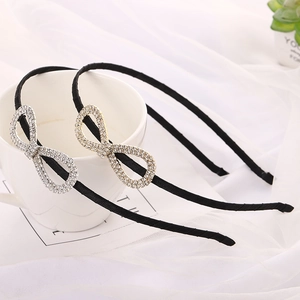 Korean Style Elegant Rhinestone Bowknot Infinity Symbol Headband For Women Fabric Wrapped Hair Band Accessory