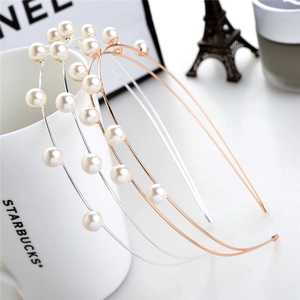 Elegante Cerchietto con Künstliche Perle a Doppio Strato Minimalista in Lega di Metallo per Capelli Accessori per Matrimonio Festa Donna