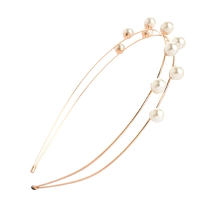 Cerchietto elegante a doppio strato in oro con perle bianche dal design minimalista