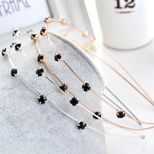 Sweet Korean Double Layer Thin Metal Rhinestone Headband Elegant Alloy Crystal Hair Hoop Daily Party Wedding Hair Accessories For Women