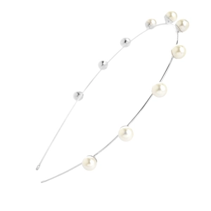 Eleganter silberner Haarreif mit neun polierten weißen Perlen in minimalistischem Design