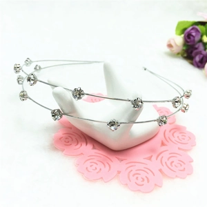 Elegant double-layered silver headband with sparkling rhinestones for women hair styling