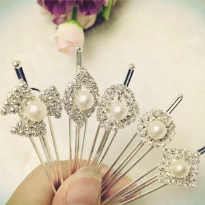 Barrettes à Cheveux en Alliage Strass Élégantes Avec Künstliche Perle d'Imitation Cœur Géométrique Barrettes pour Femmes Bijoux
