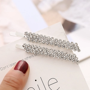 Élégante Barrette en Alliage avec Strass pour Femmes Épingle à Cheveux Géométrique Incrustée Épingle de Cristal pour Fête Quotidienne