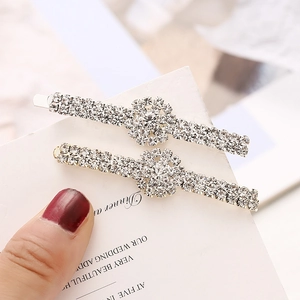 Exquisite Rhinestone Sunflower Hair Clips For Women Korean Fashion Zinc Alloy Inlaid Crystal Bobby Pins Edge Clips Jewelry