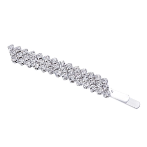 Barrette argentée élégante ornée de rangées de strass en cristal pour coiffure féminine