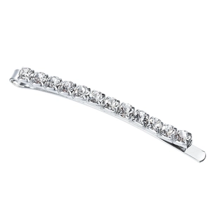 Elegante fermaglio per capelli argento con 15 strass lucenti e montatura a griffe