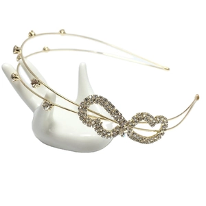 Elegant gold double band headband with rhinestone infinity symbol for women and brides
