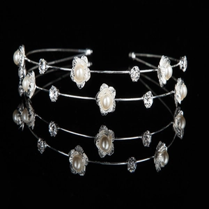 Cerchietto a Doppio Strato in Metallo con Rose Künstliche Perle e Strass Elegante Fascia per Capelli Accessori per Donna Gioielli per Matrimonio Festa
