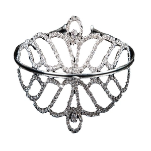 Sparkling silver rhinestone crown tiara with elegant hollow pattern for weddings and kids