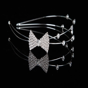 Serre-tête Double Couche avec Nœud en Strass pour Femme Alliage de Zinc Coiffure de Mariée Mariage Fête Accessoires de Cheveux