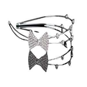 Serre-tête double couche en strass avec un nœud papillon scintillant pour femmes