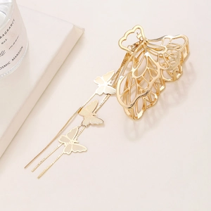 Eleganter goldener Schmetterlings-Haarclip mit langen Quasten für Damenhaar-Styling