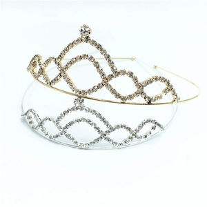Serre-tête couronne de mariée avec strass scintillants en doré et argenté pour fêtes