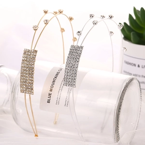 Sweet Korean Double Layer Alloy Rhinestone Headband For Girls Women Bridal Wedding Party Hair Accessories Gold Silver Hair Hoop