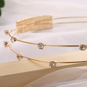 Elegant gold double-layered rhinestone headband for women and girls bridal hair accessory
