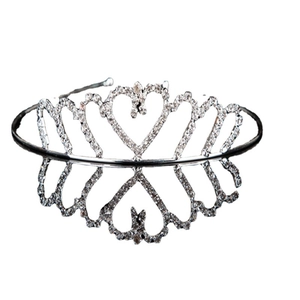 Elegant silver heart-shaped tiara with sparkling rhinestones for bridal or party wear