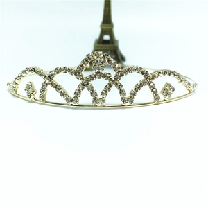 Golden rhinestone crown headband with heart pattern for brides and children's parties