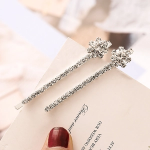 Fermaglio per Capelli Coreano con Fiore di Strass Semplice Forcina in Lega Elegante Accessorio per Capelli per Donna Gioielli Quotidiani Party