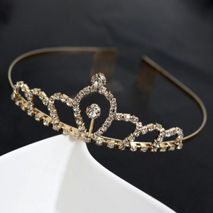 Serre-tête couronne dorée avec strass élégants pour filles au style princesse et cristaux