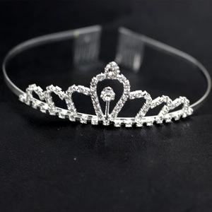 Diadème Couronne en Strass pour Enfants Alliage Serre-tête Princesse pour Filles Fête d'Anniversaire Performance Accessoires de Mariage