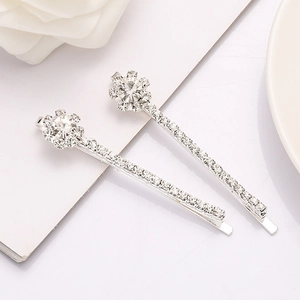 Set di fermagli per capelli in argento con strass e fiori per uno stile elegante